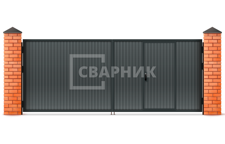 Распашные ворота Doorhan с роллетными створками и теплоизоляцией для защиты помещений 2000×3000 СВВ-5334 — фото 1