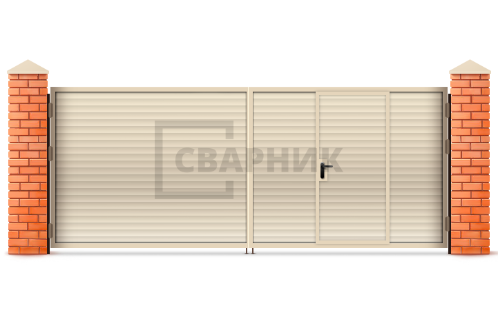Ворота распашные из сэндвич панелей 2250×2750 СВВ-6635 — фото 1