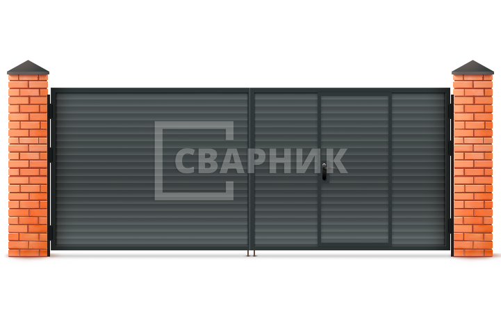 Ворота для забора распашные с калиткой 3000×2000 СВВ-5717 — фото 1