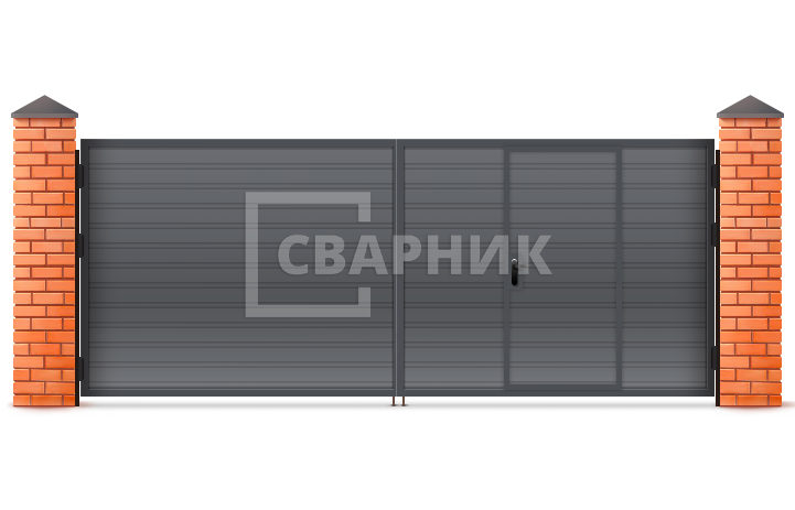 Распашные алюминиевые ворот Алютех 2250×2000 СВВ-5541 — фото 1
