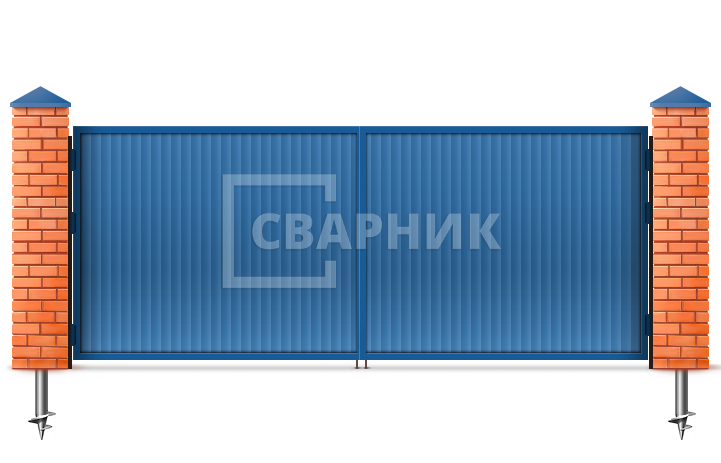 Распашные ворота с автоматикой под ключ 3000×1750 СВВ-5770 — фото 1