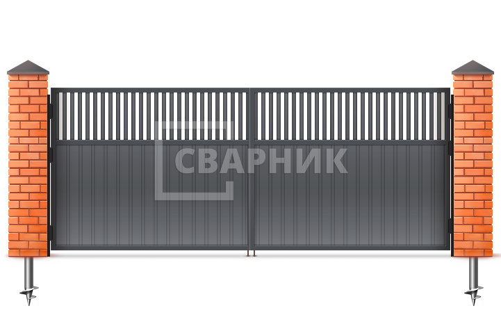 Ворота распашные на винтовых сваях 2750×2250 СВВ-5948 — фото 1