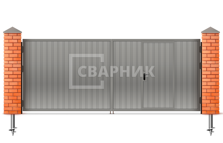 Ворота из сэндвич панелей распашные 2000×2000 СВВ-6573 — фото 1