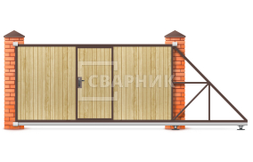 Ворота откатные с распашной калиткой 3600×2200 СВВ-4246