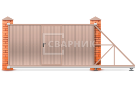 Откатные ворота 10 метров с калиткой 10000×2100 СВВ-5235