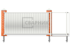 Откатные ворота 10 м створками из профлиста и прочной рейкой 10000×2100 СВВ-5216