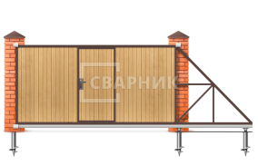 Откатные ворота 12 метров с калиткой 12000×2200 СВВ-5296