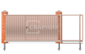 Откатные ворота 10 метров с калиткой 10000×3000 СВВ-5195