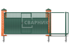 Откатные ворота 10 метров с калиткой 10000×2400 СВВ-5227