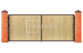 Распашные ворота из дерева 3000×2500 СВВ-6708