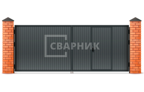 Ворота гаражные на дачу распашные толщиной 80 мм автоматика 2500×2500 СВВ-5667