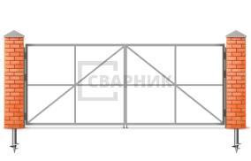 Распашные ворота профильные 2500×2250 СВВ-6853