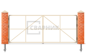 Ворота распашные металлические каркас 1500×1750 СВВ-6092