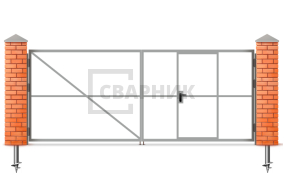 Ворота распашные металлические каркас 1750×2250 СВВ-6006