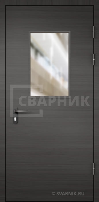 Дверь тамбурная остекленная в подъезд МДФ — ламинат ДТ-115 — фото 1